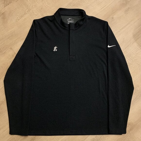 Nike Disney Mickey Mouse Dri-Fit 1/4 Quarter Zip Black Pullover Sweater Men's L - Picture 1 of 8